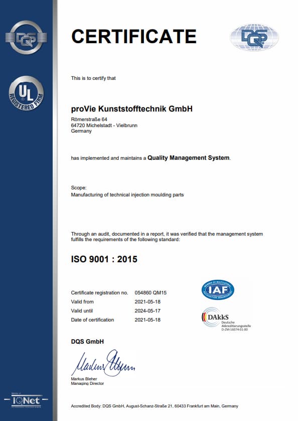 proVie certification ISO 9001